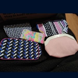 (6) Colorful Patterned Cosmetic Bags Set